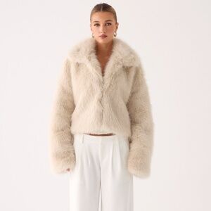 Peppermayo Moonscapes Faux Fur Jacket - Ivory
